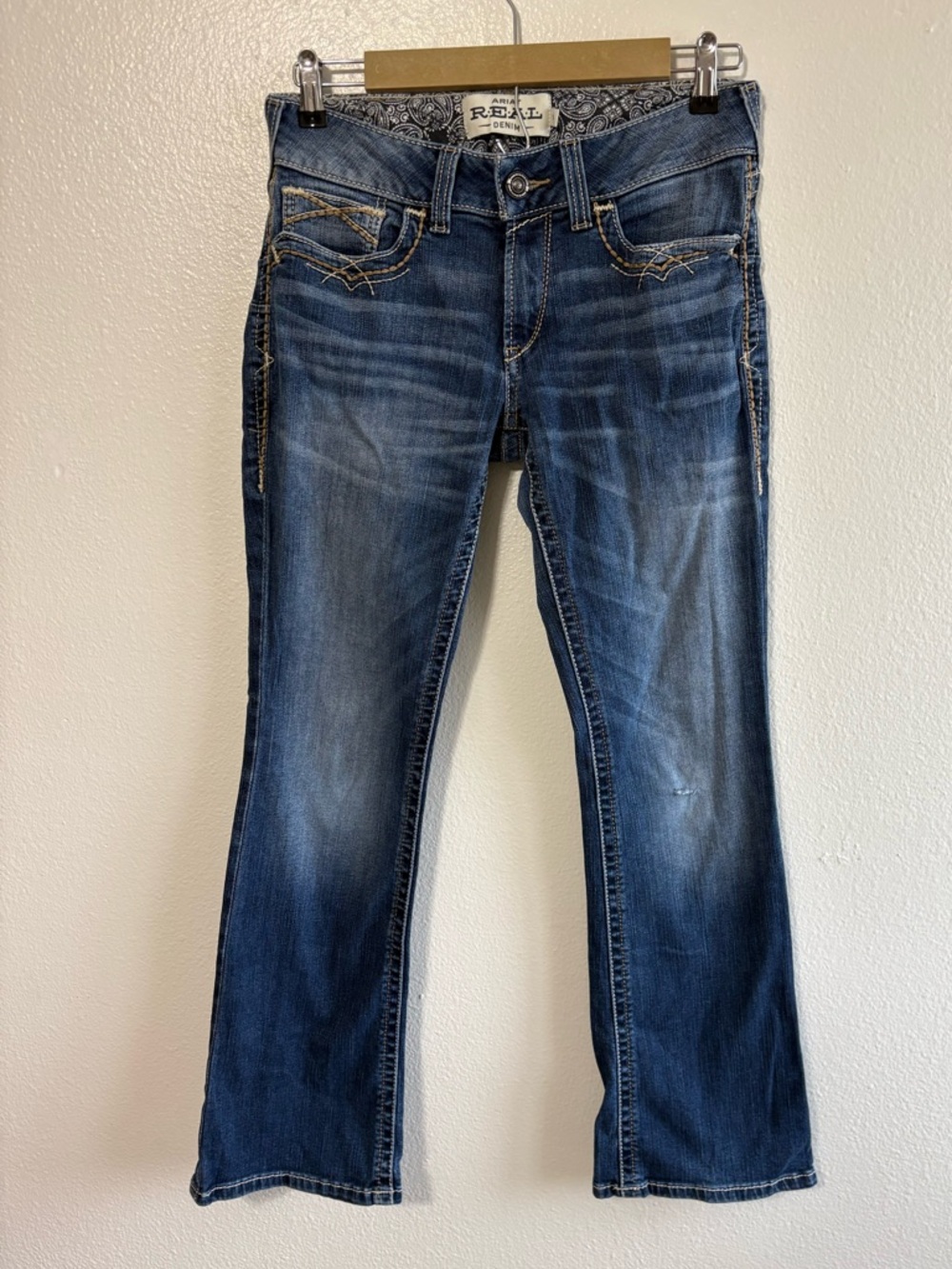 Ariat REAL Denim Size 29 Short Dark Wash Bootcut Jeans Entwined Western Country‎